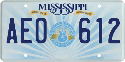 MS license plate AEO612