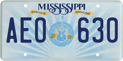 MS license plate AEO630