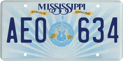 MS license plate AEO634