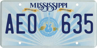 MS license plate AEO635