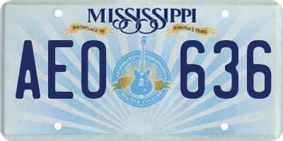 MS license plate AEO636