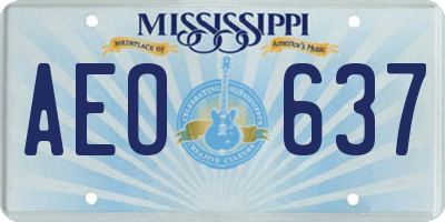 MS license plate AEO637