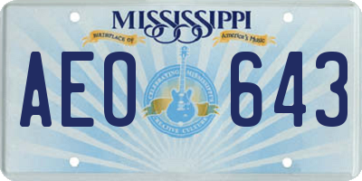 MS license plate AEO643