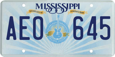 MS license plate AEO645