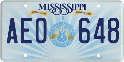 MS license plate AEO648