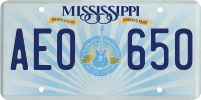 MS license plate AEO650