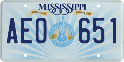 MS license plate AEO651
