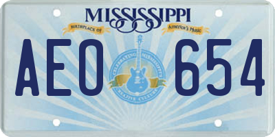 MS license plate AEO654