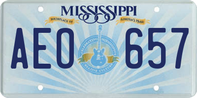 MS license plate AEO657