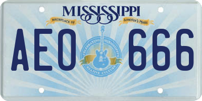 MS license plate AEO666