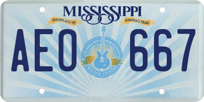 MS license plate AEO667