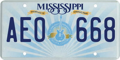MS license plate AEO668