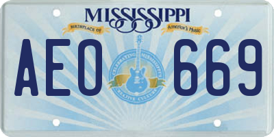 MS license plate AEO669