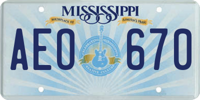 MS license plate AEO670