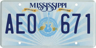 MS license plate AEO671
