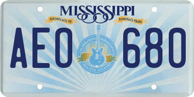 MS license plate AEO680