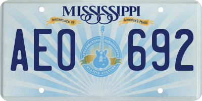 MS license plate AEO692