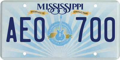 MS license plate AEO700