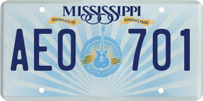 MS license plate AEO701