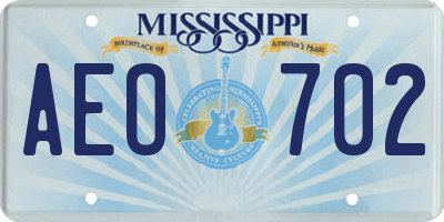 MS license plate AEO702