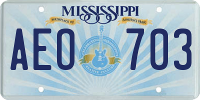 MS license plate AEO703