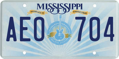 MS license plate AEO704