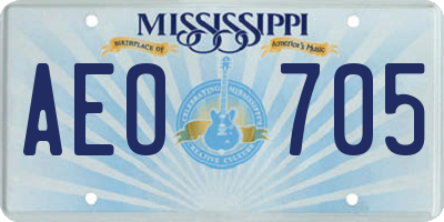 MS license plate AEO705