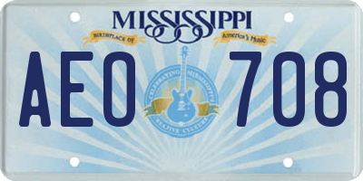 MS license plate AEO708