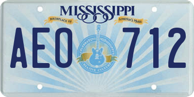 MS license plate AEO712