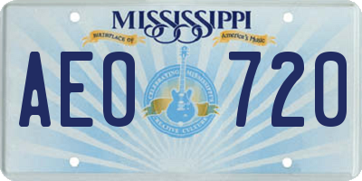 MS license plate AEO720