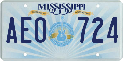 MS license plate AEO724