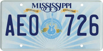 MS license plate AEO726
