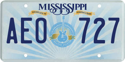 MS license plate AEO727