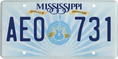MS license plate AEO731
