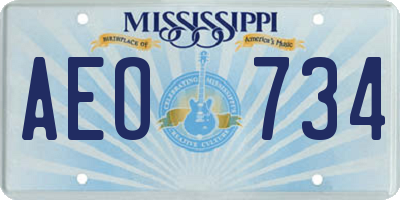 MS license plate AEO734