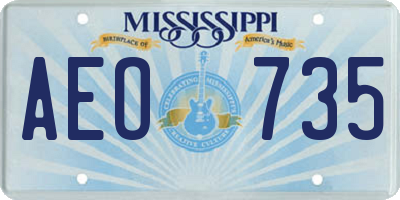 MS license plate AEO735