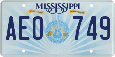 MS license plate AEO749