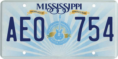 MS license plate AEO754