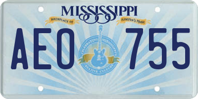 MS license plate AEO755