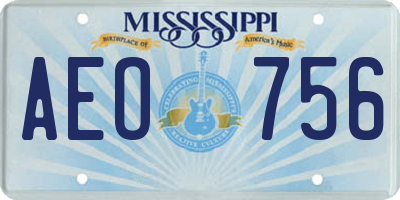MS license plate AEO756