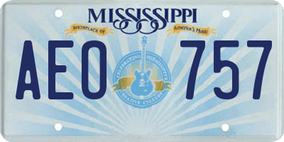 MS license plate AEO757