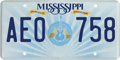 MS license plate AEO758