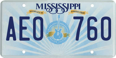 MS license plate AEO760