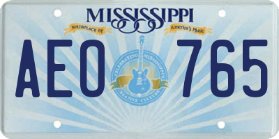 MS license plate AEO765