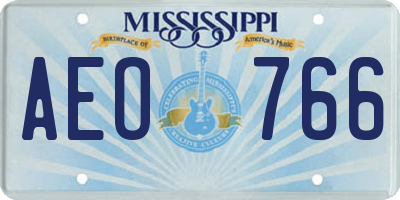 MS license plate AEO766