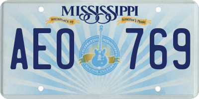 MS license plate AEO769