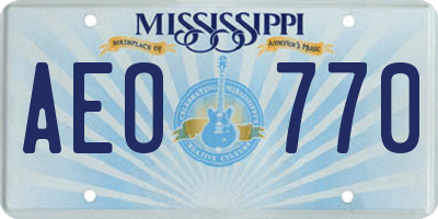 MS license plate AEO770