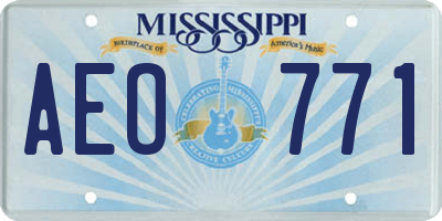 MS license plate AEO771