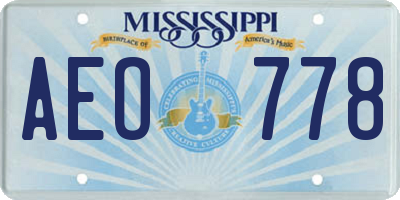 MS license plate AEO778
