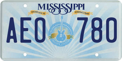MS license plate AEO780